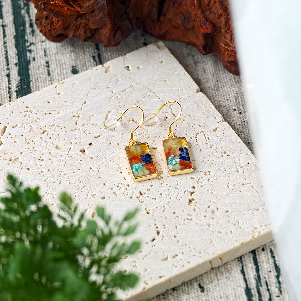 Rectangular Hook Earrings – Dunhuang Color Series