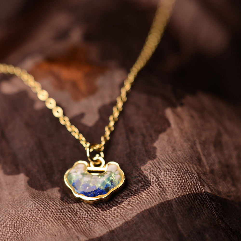 Longevity Lock Necklace – Blue & White