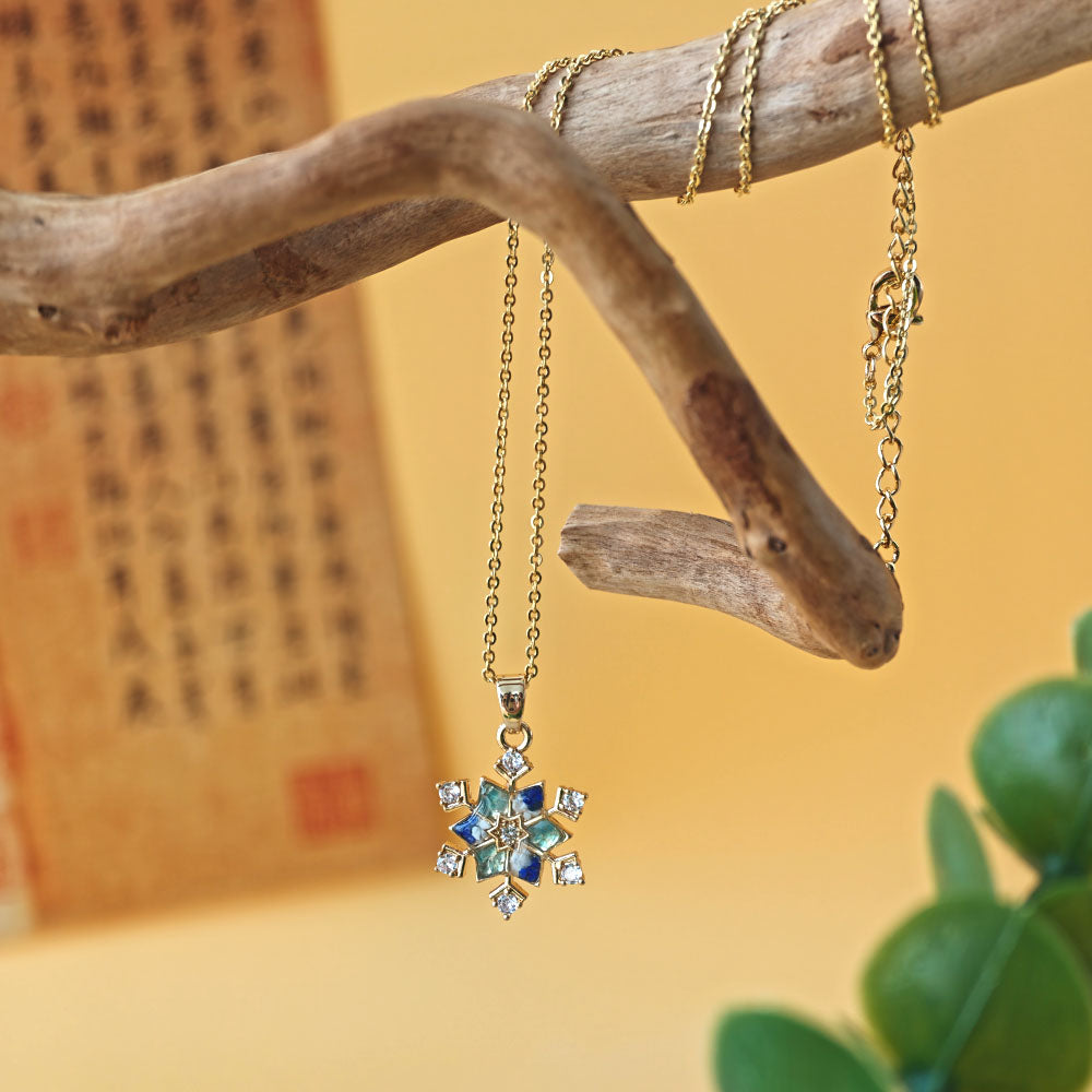 Snowflake Necklace – Blue & White Series