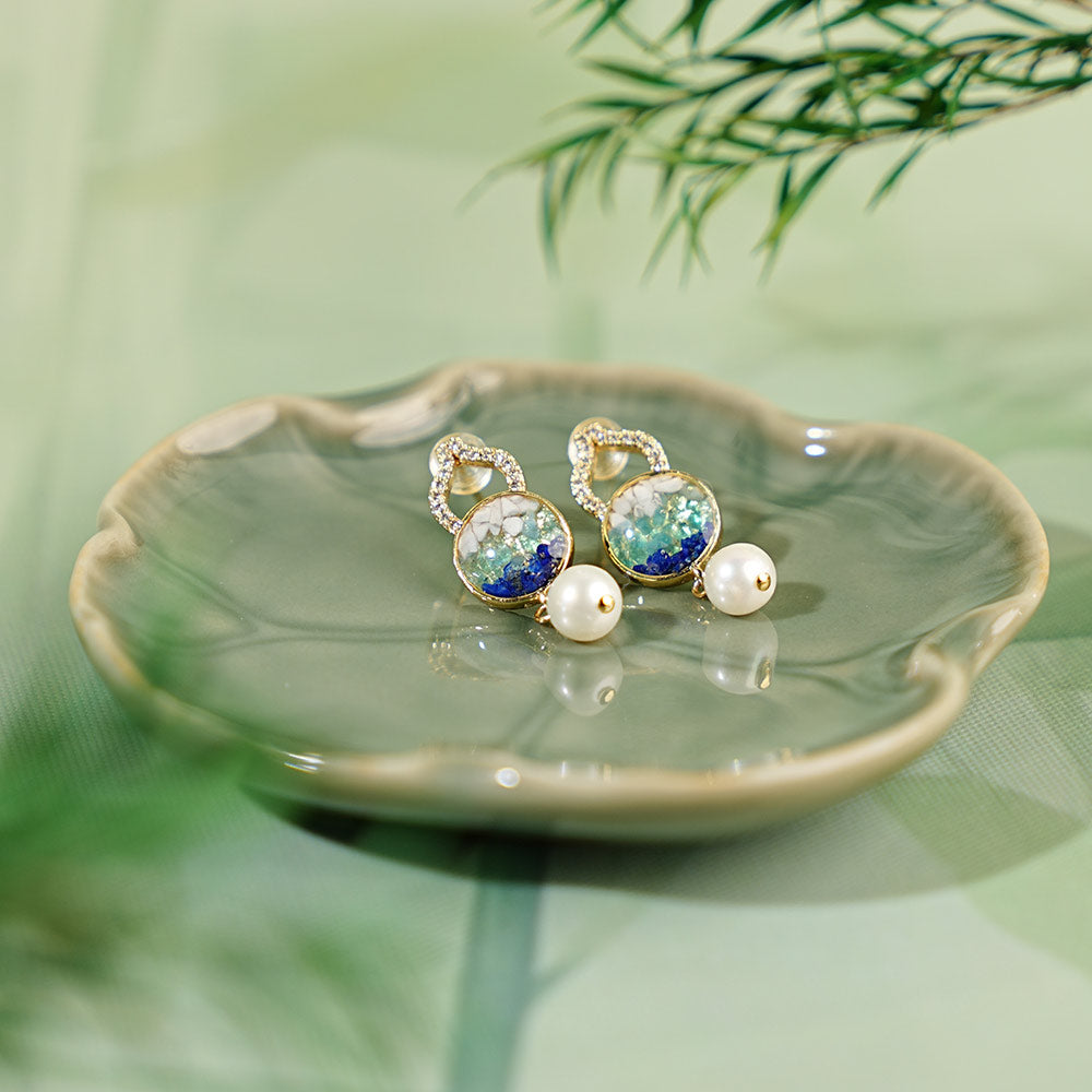 Blue-and-White Gourd Earrings