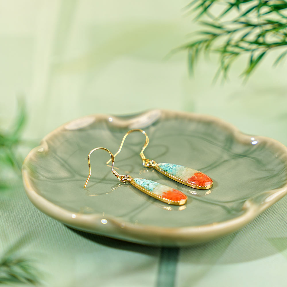 Ear Studs, Dunhuang Red Southern Red Agate Drop Style