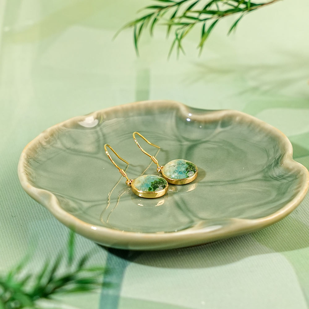 Small Round Bead Drop Earrings – Jade Green Series