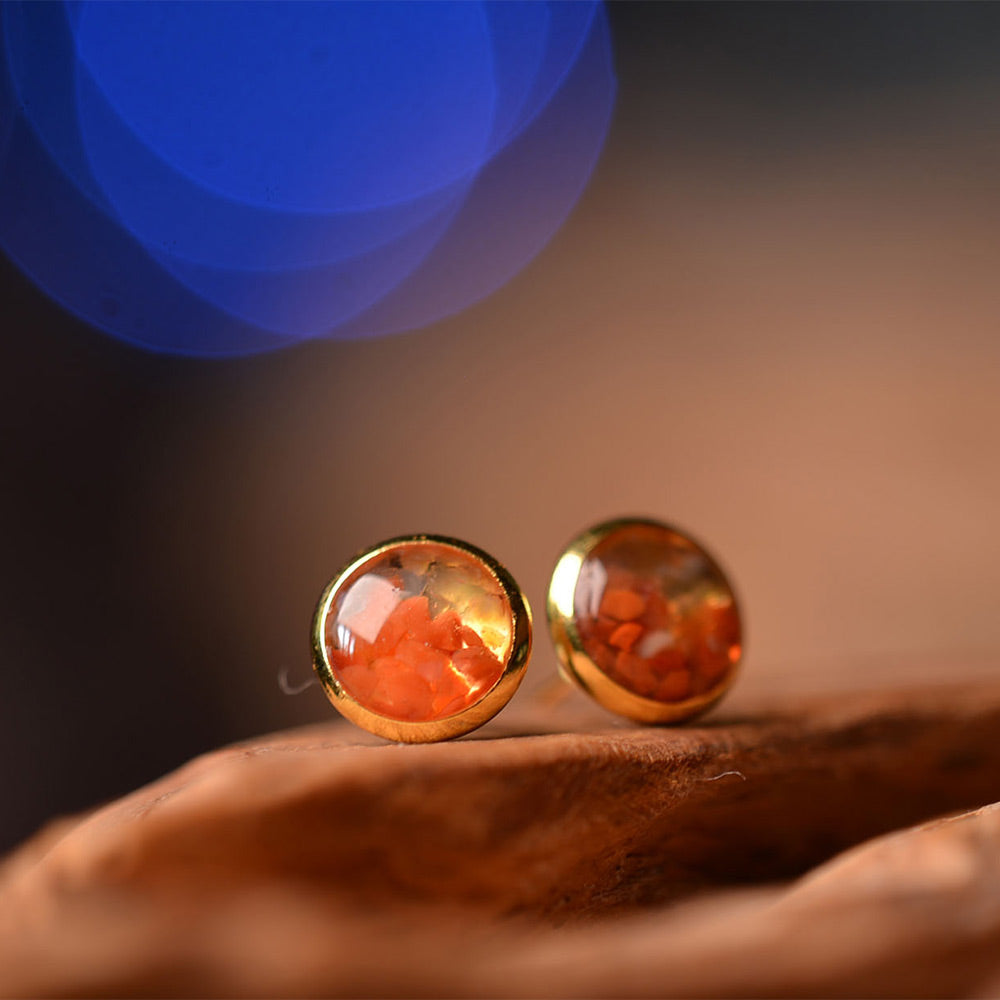 Small Round Bead Stud Earrings, Red & Prosperous Series
