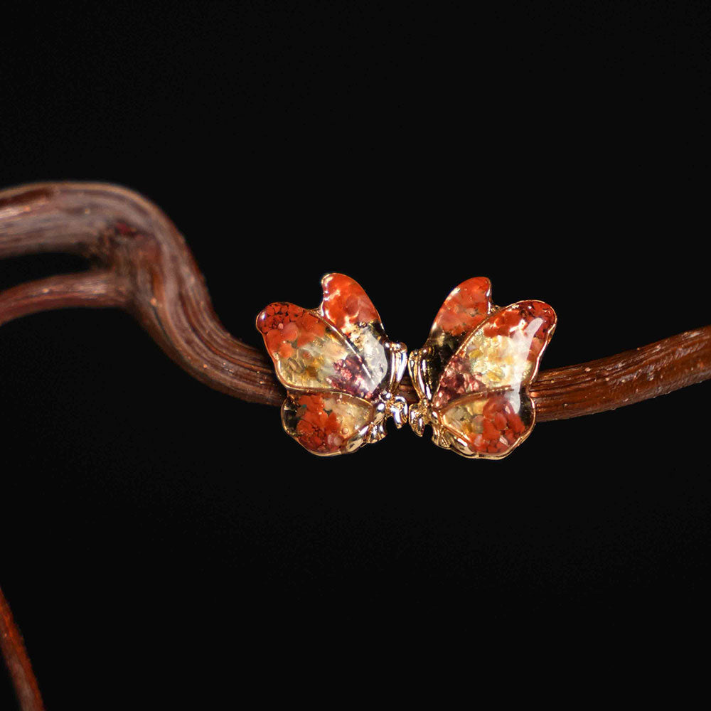 Butterfly Wing Stud Earrings - Red & Prosperous Series