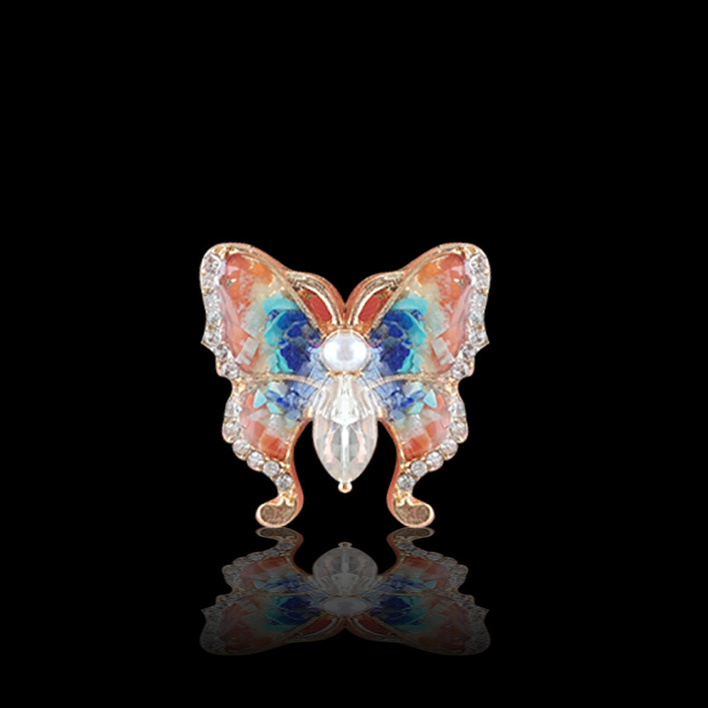 Dunhuang Color Pearl Butterfly Brooch