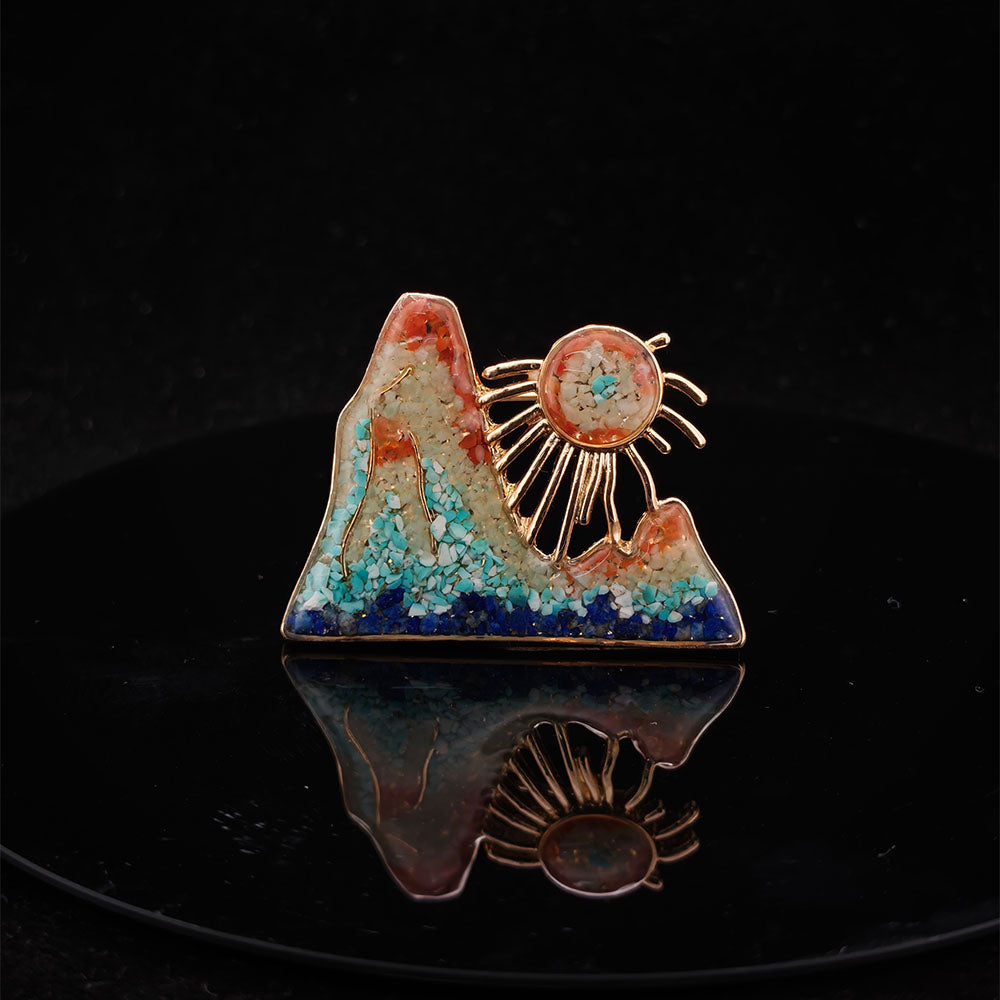 Dunhuang-Colored Rising Sun East Brooch