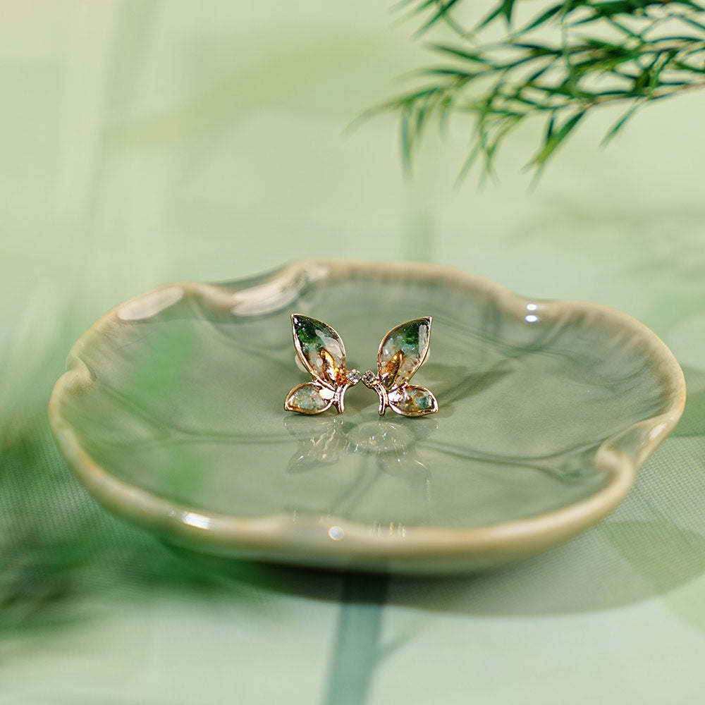 Blue & White Butterfly Wing Stud Earrings