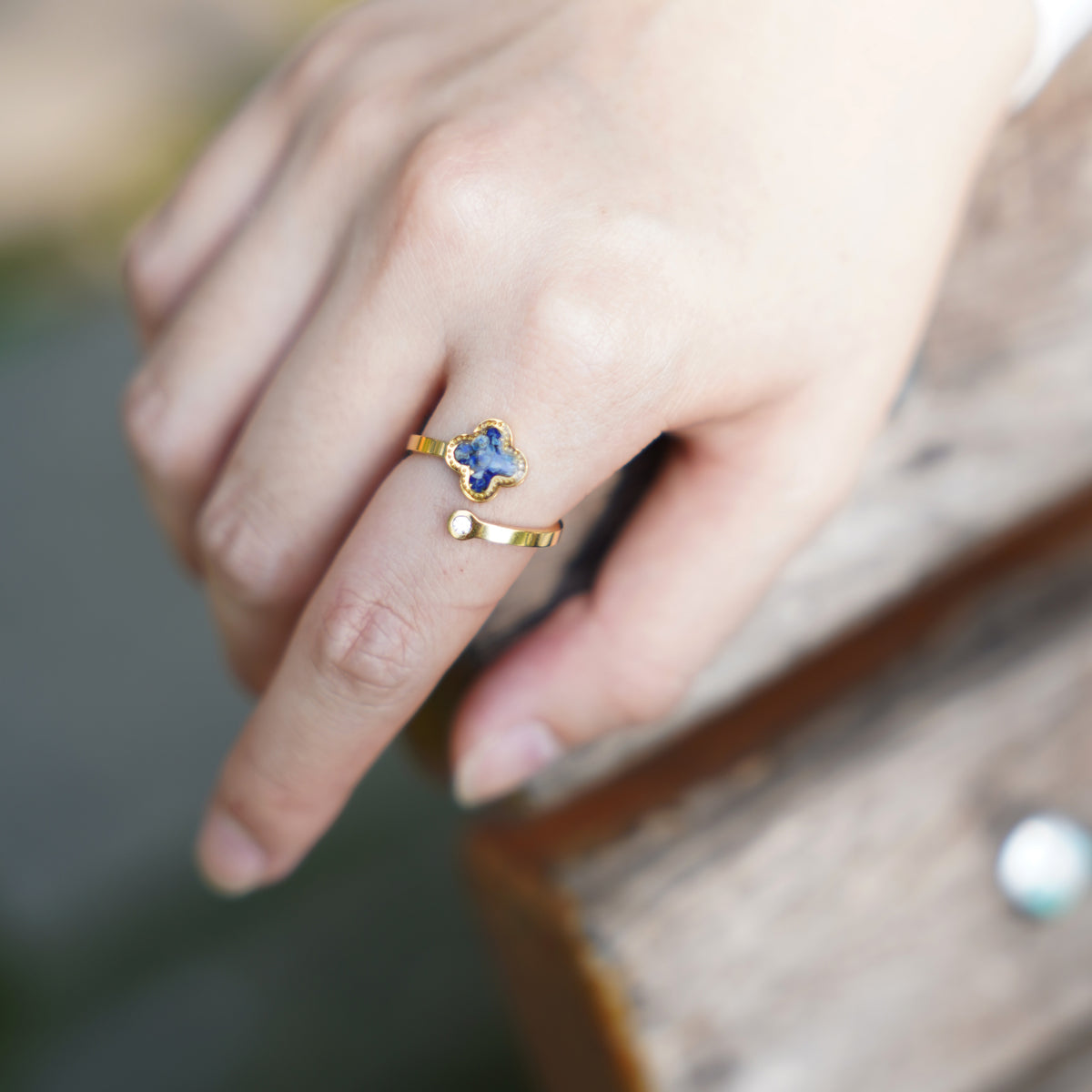 Lapis Four-Leaf Clover Ring