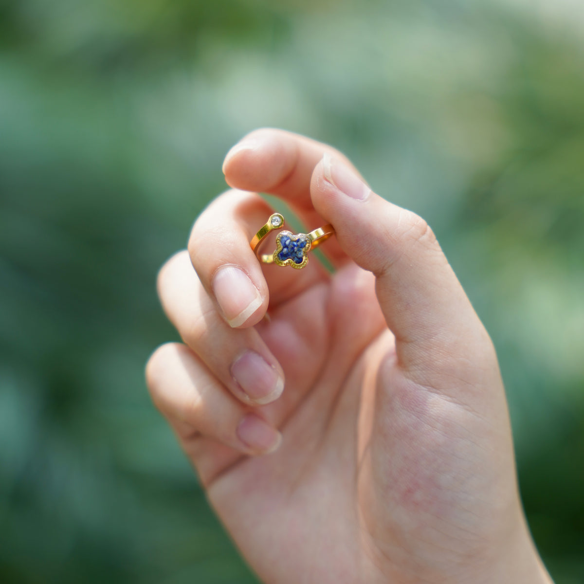 Lapis Four-Leaf Clover Ring