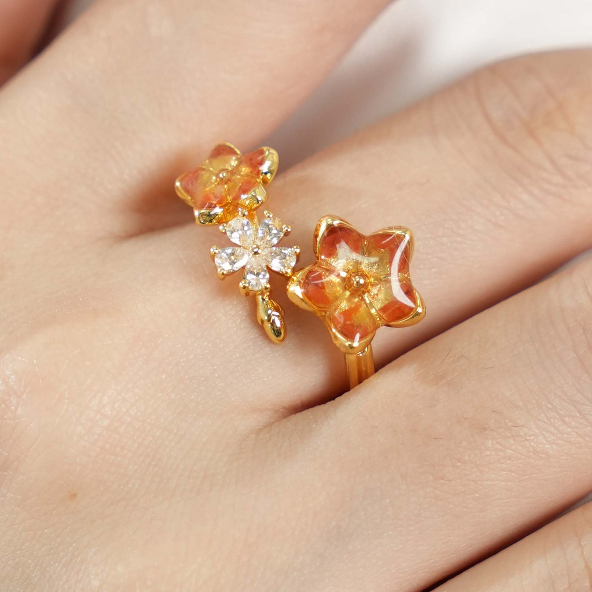 Prosperous Red Peach Blossom Ring