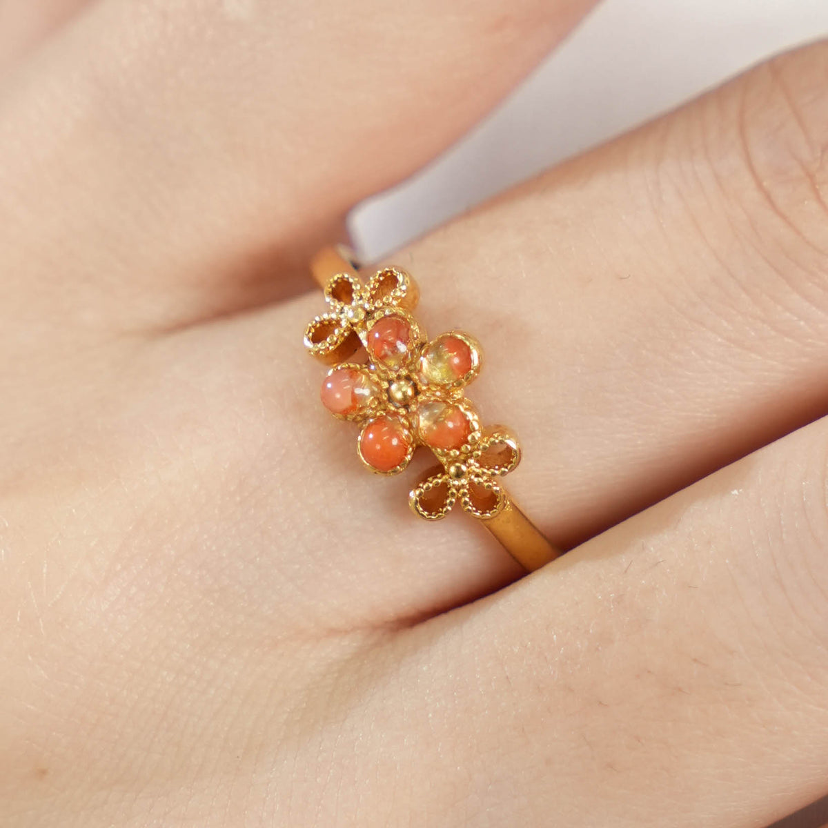 Five-Petal Flower Ring - Red & Prosperous Series