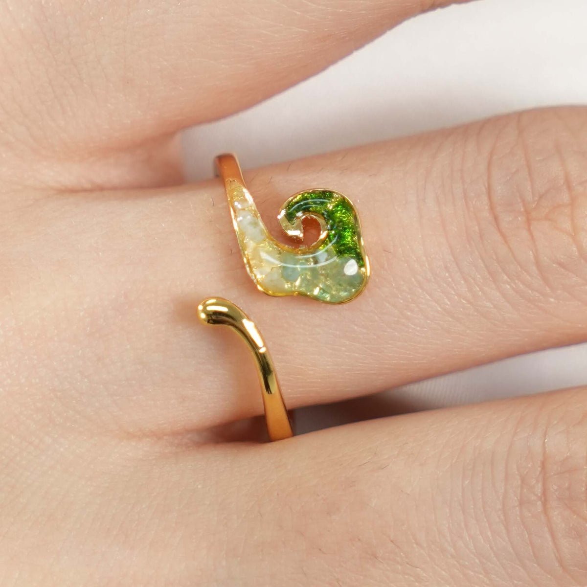 Jade Green Auspicious Cloud Open Ring