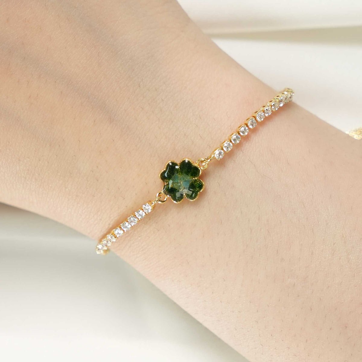Bracelet – Four-Leaf Clover C, Jade Green Series
