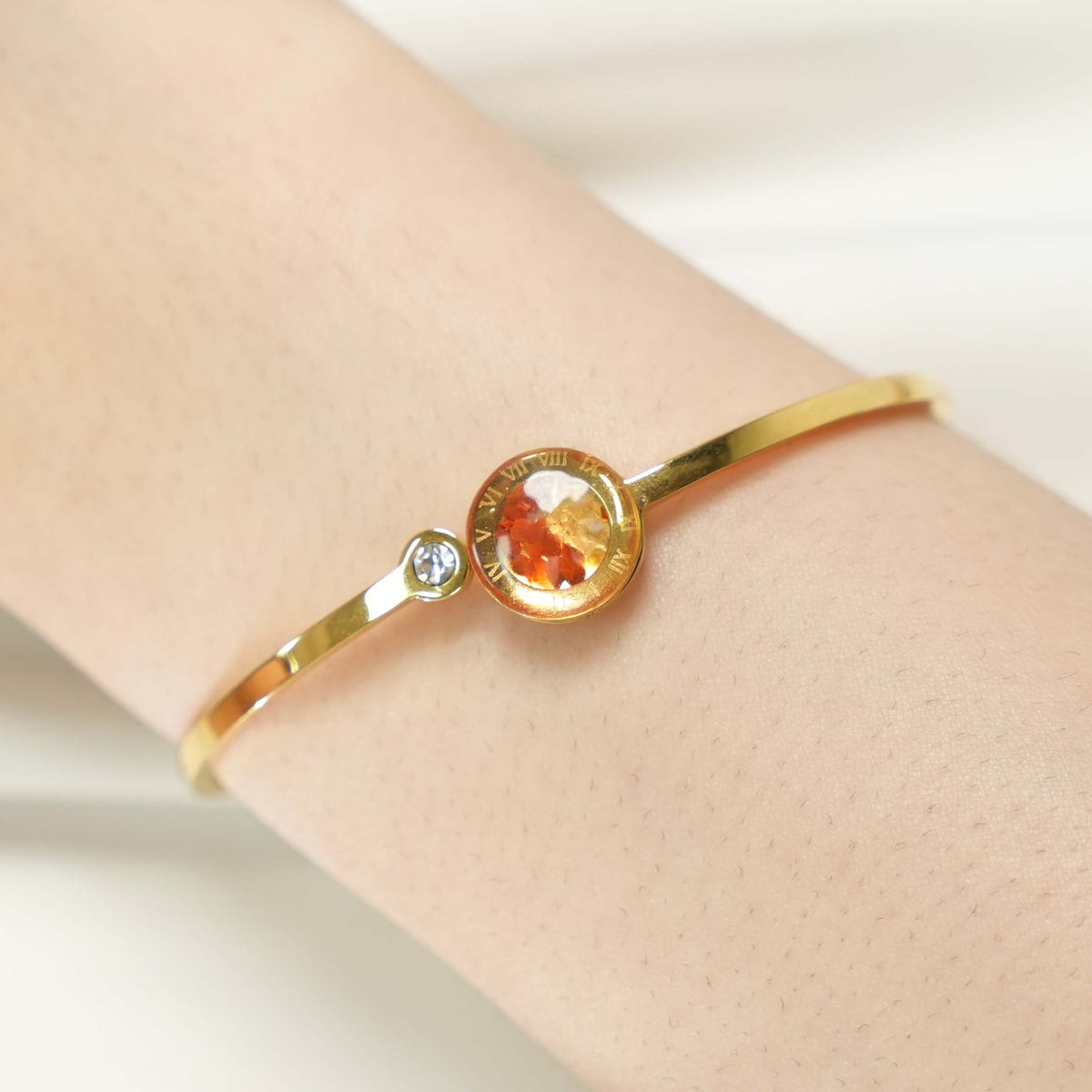 Gold Bangle — Roman Numeral Cuff Bracelet