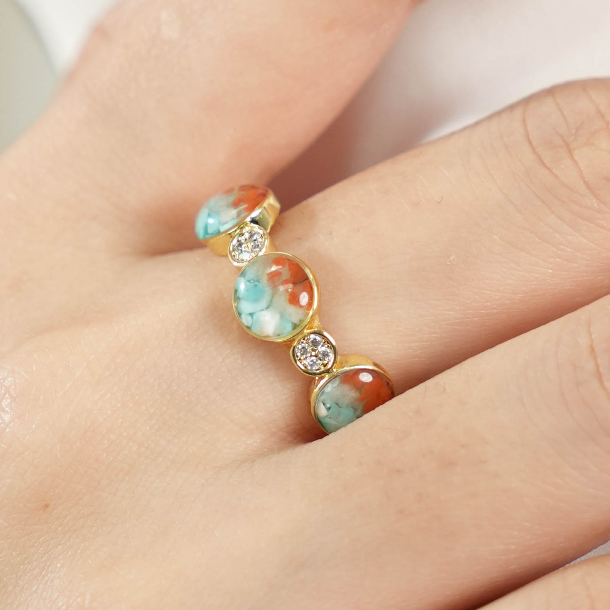 Round Bead Ring – B Style, Dunhuang Red Series