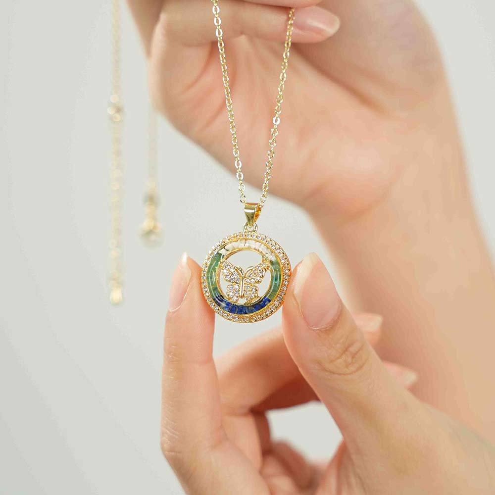Openwork Butterfly Necklace – Blue & White Series