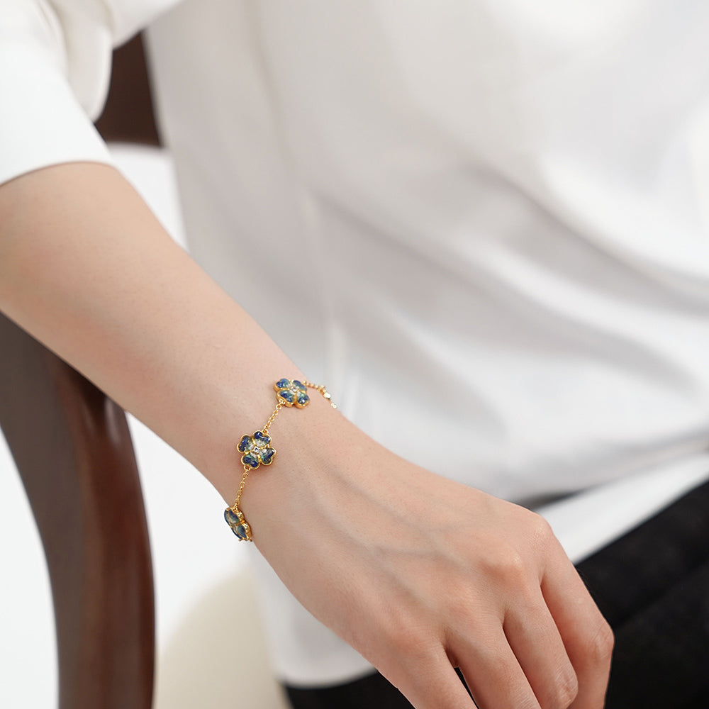 Bracelet – Four-Leaf Clover B, Blue & White Series
