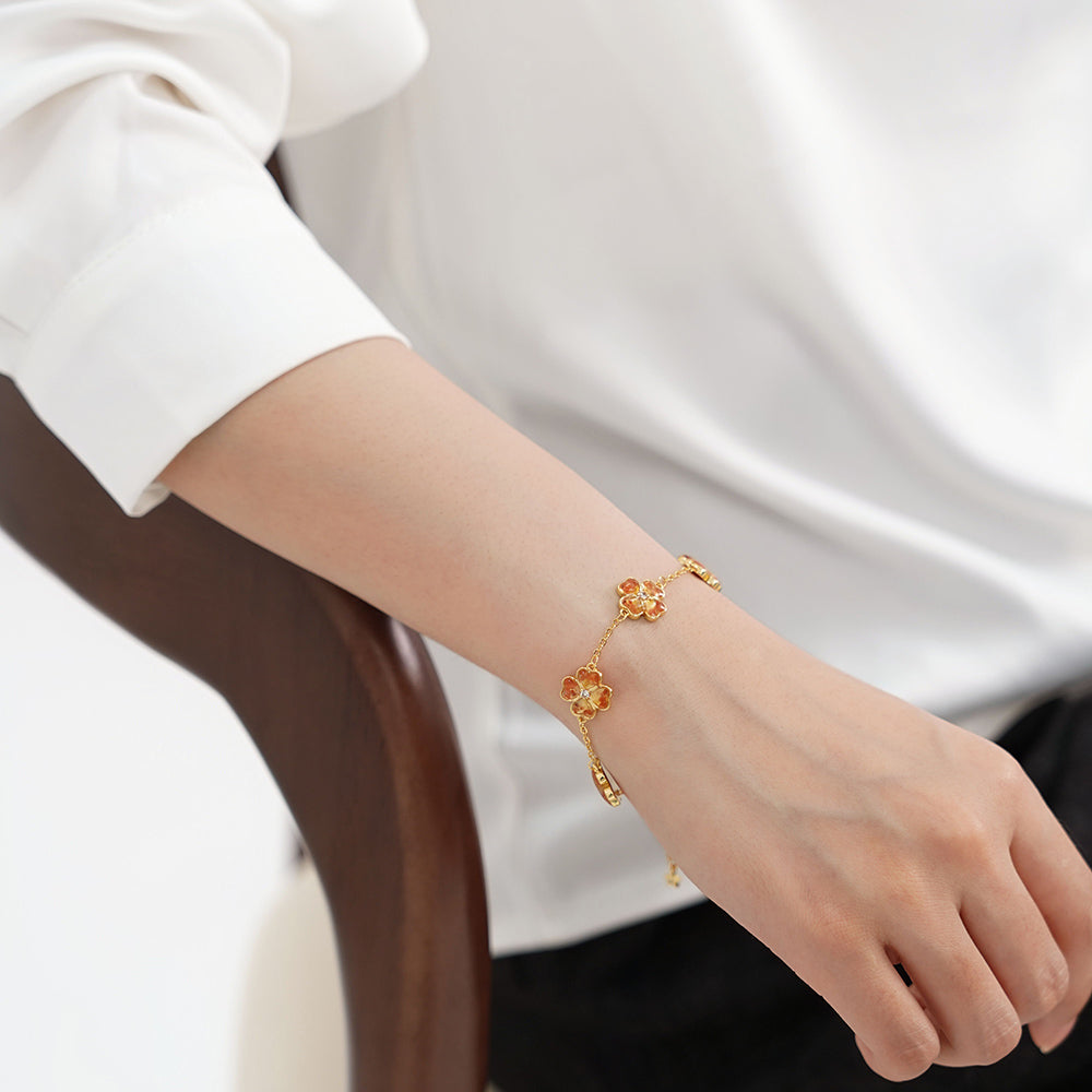 Bracelet – Four-Leaf Clover, Prosperous Red Series