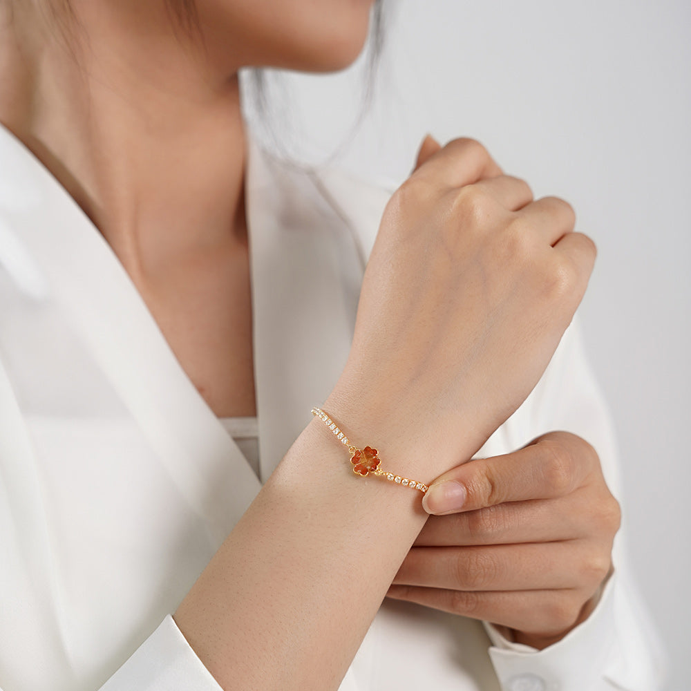 Bracelet – Four-Leaf Clover C, Prosperous Red Series