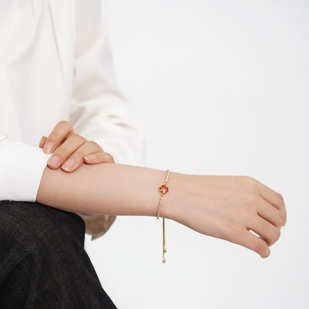 Bracelet – Four-Leaf Clover C, Prosperous Red Series