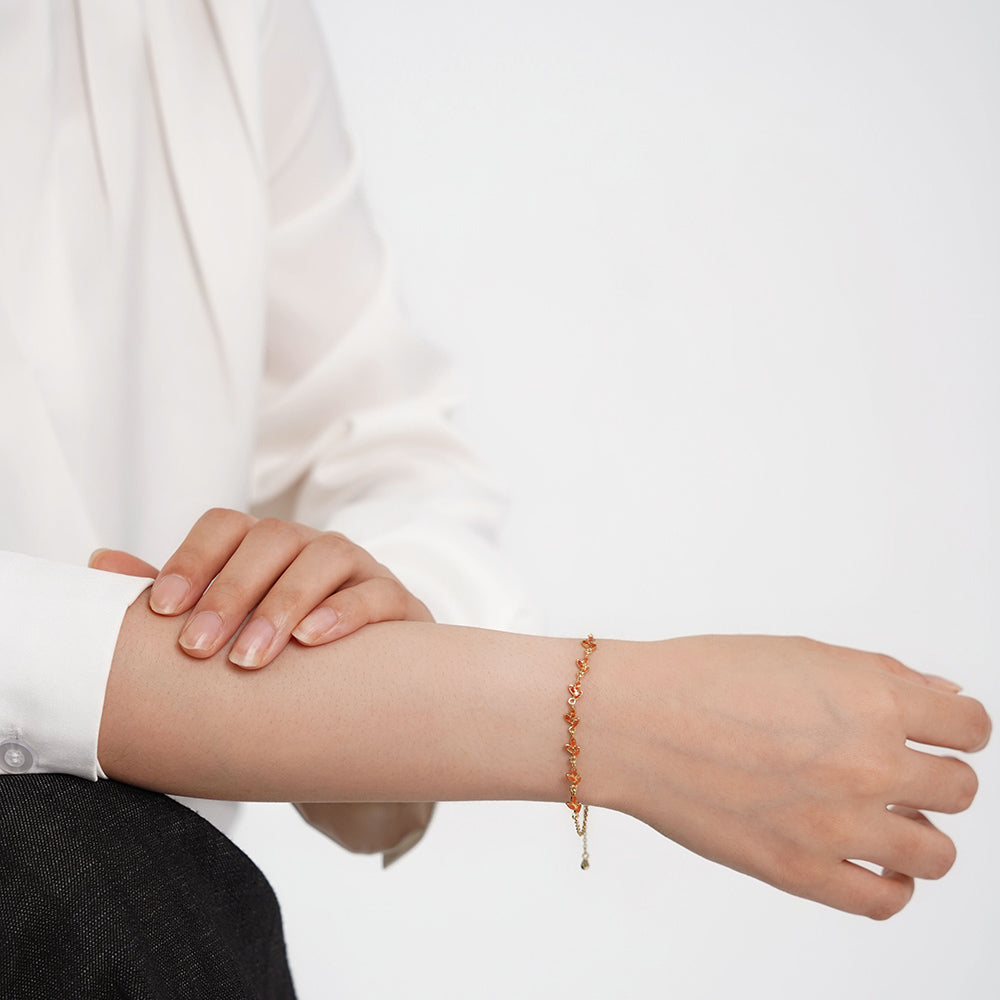 Bracelet – Tiny Leaf, Prosperous Red Series