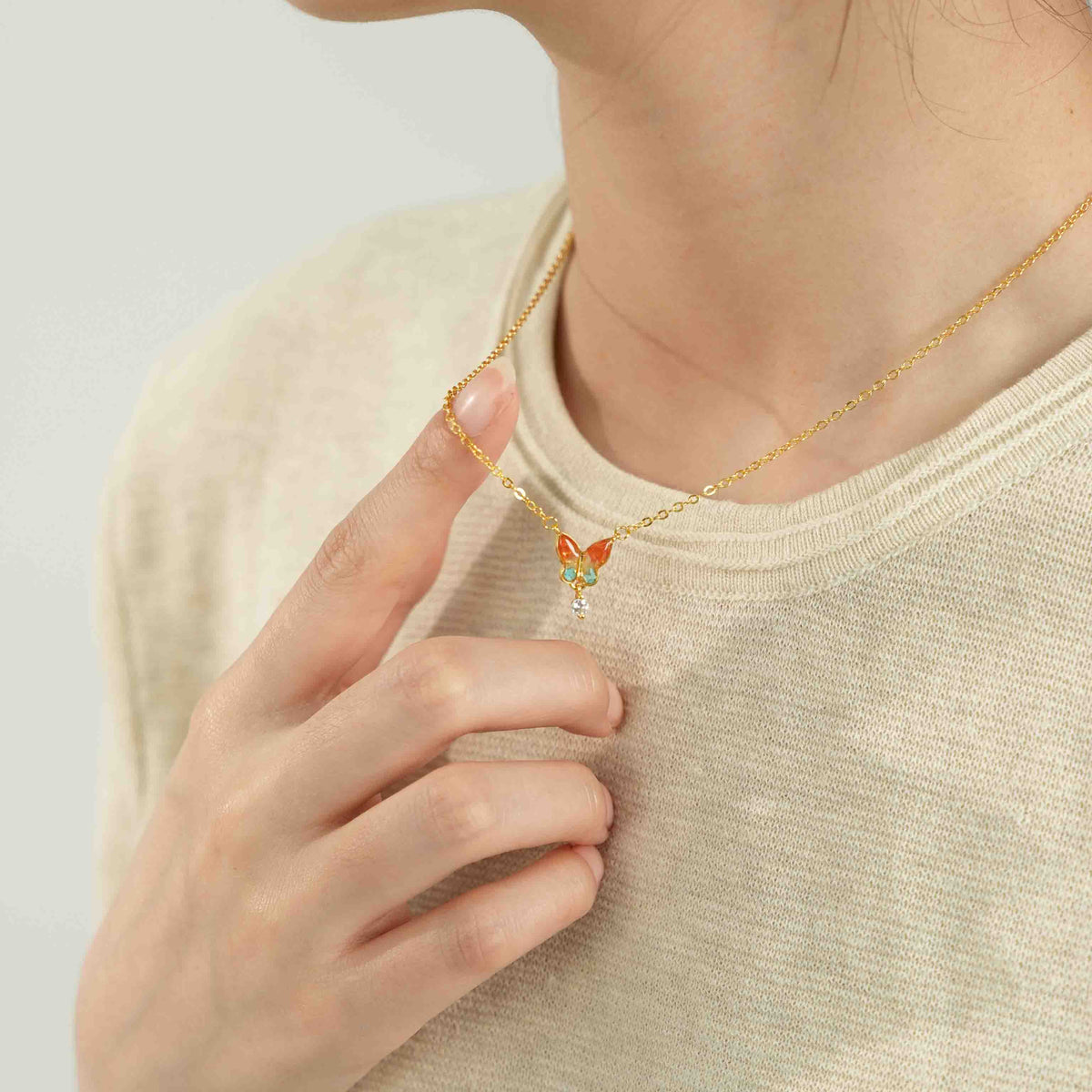 Small Butterfly Necklace – Dunhuang Red