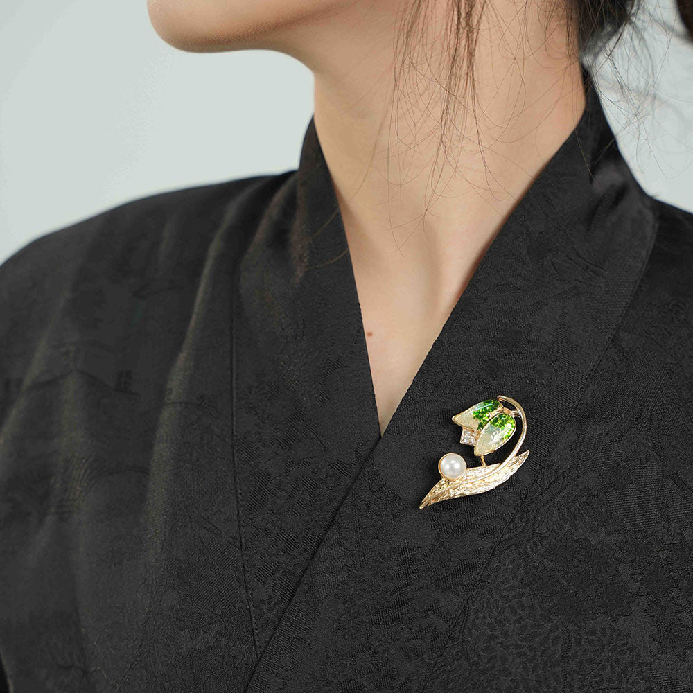 Green Tulip Brooch