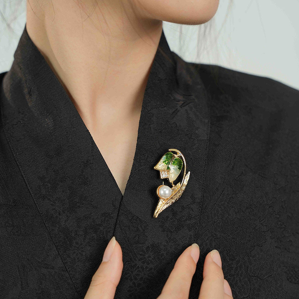 Green Tulip Brooch