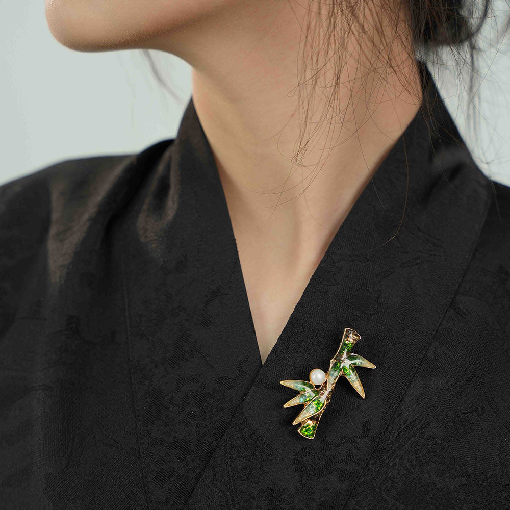 Jade Green Bamboo Brooch