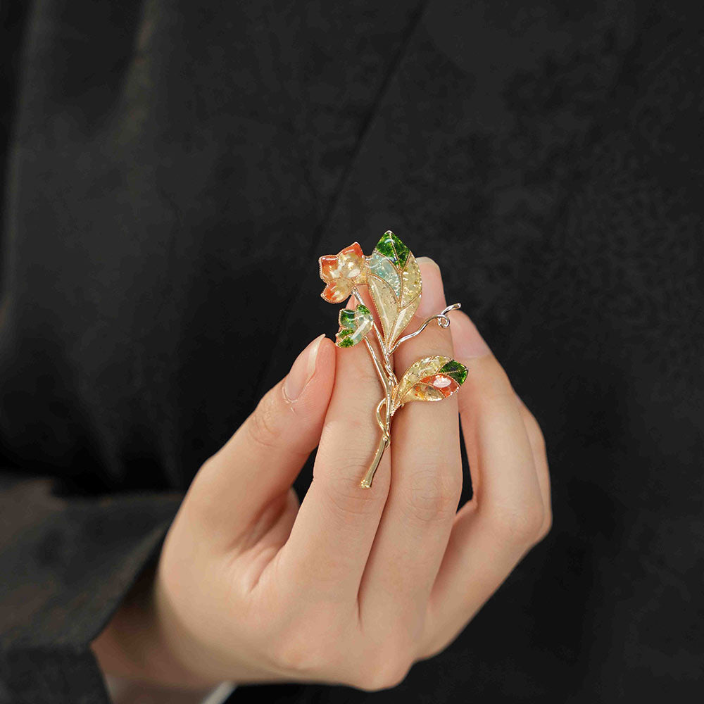 Floral Branch Brooch – Spring Gradient Series