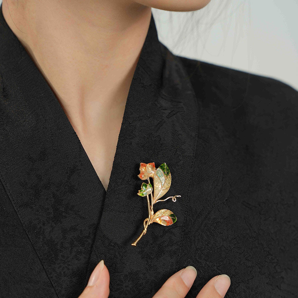 Floral Branch Brooch – Spring Gradient Series