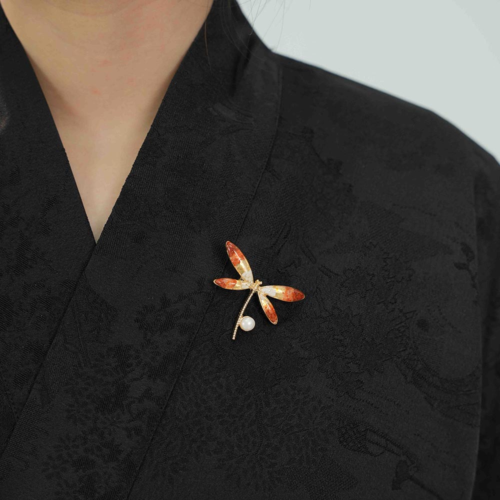 Red Dragonfly B-Shaped Brooch