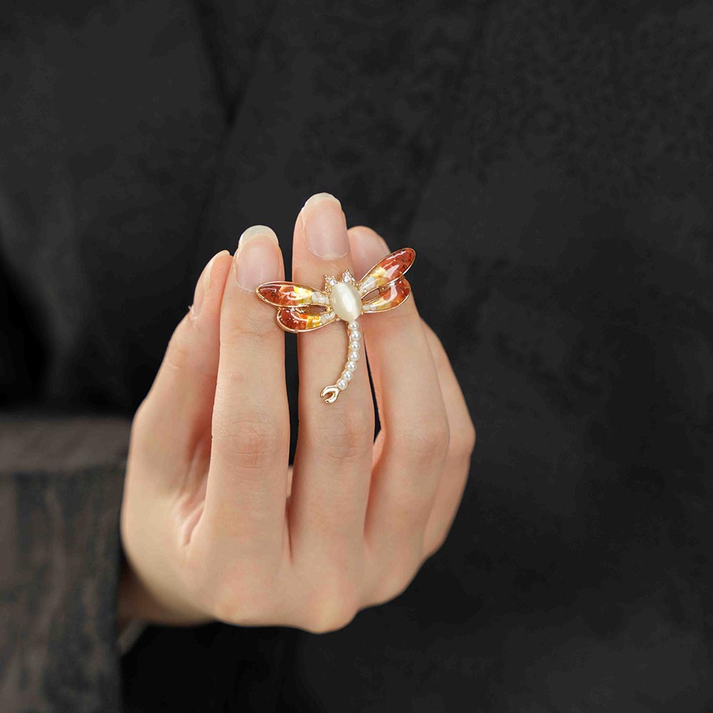 Brooch Dragonfly, Prosperous Red