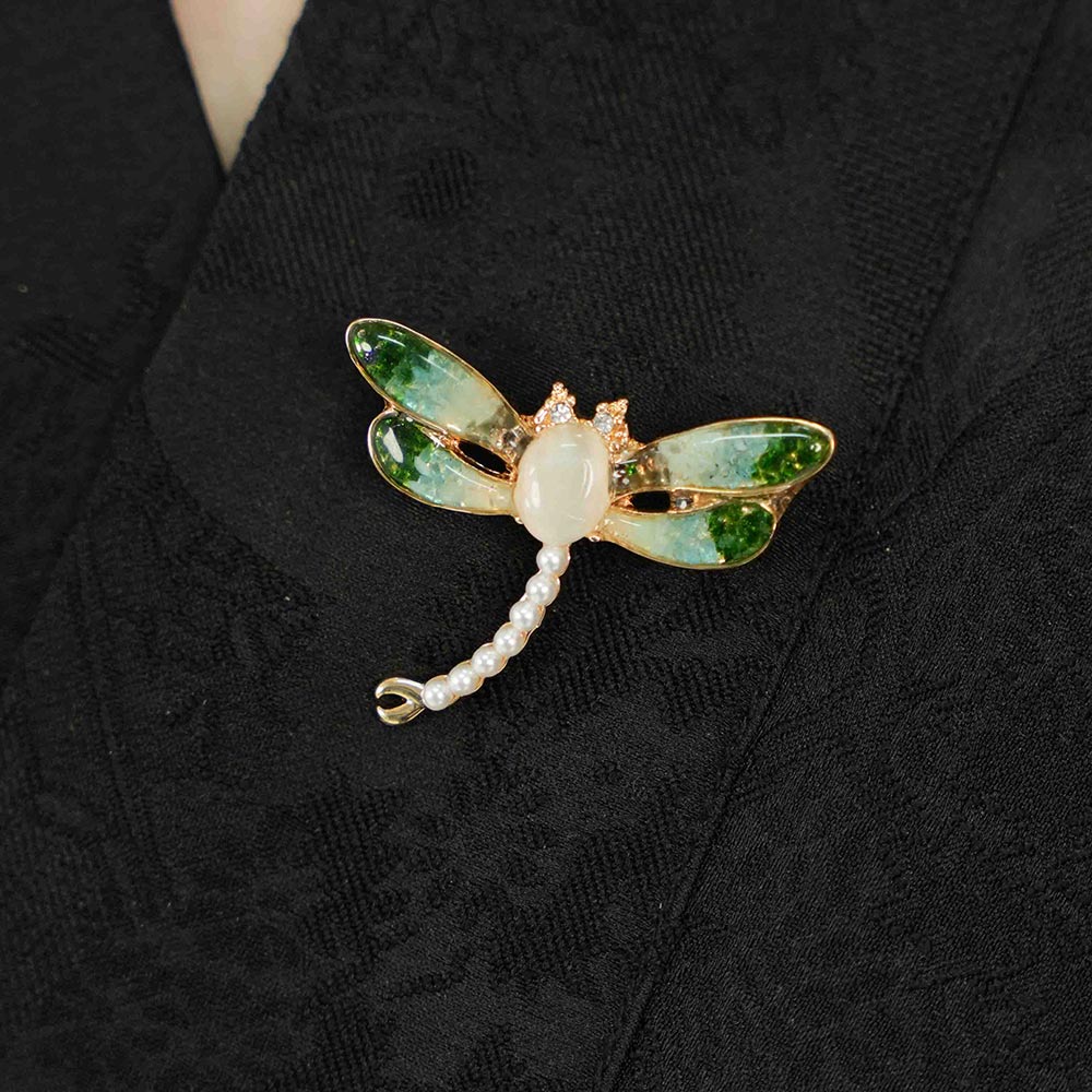 Jade Green Dragonfly Brooch