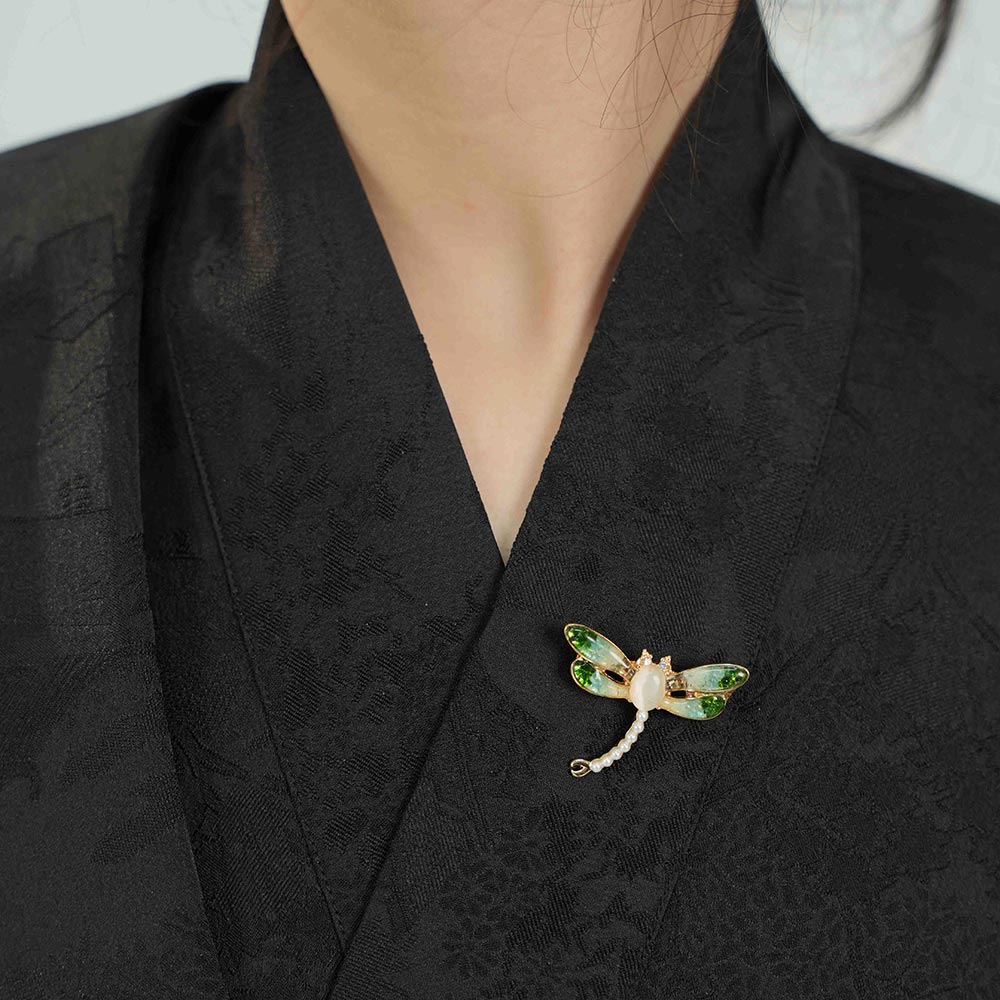 Jade Green Dragonfly Brooch