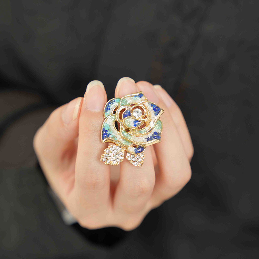 Camellia Brooch – Blue & White Series