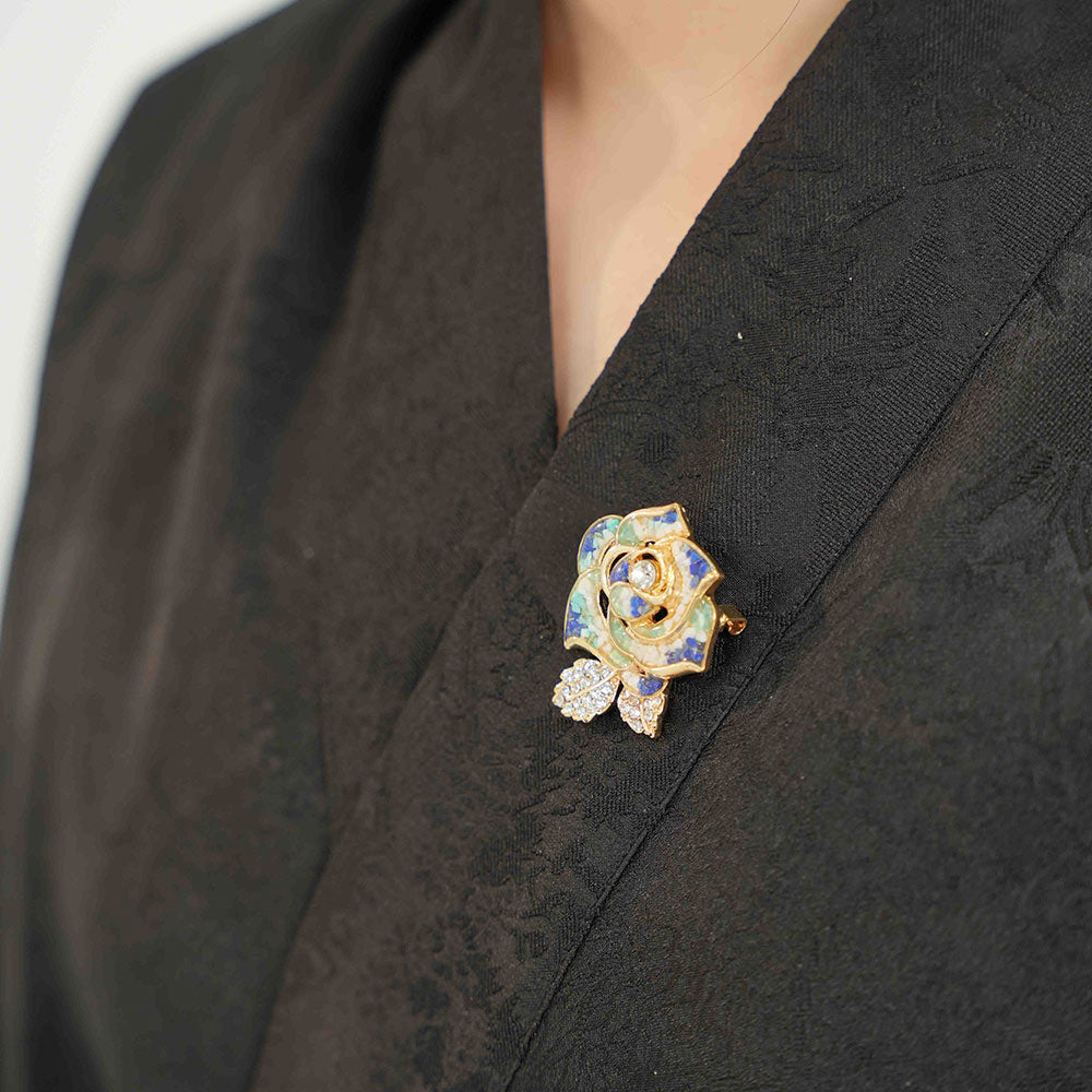 Camellia Brooch – Blue & White Series