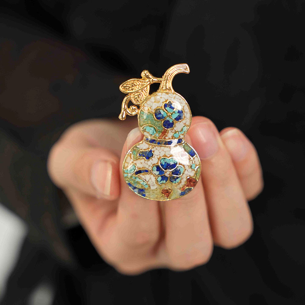 Multi-Gourd Brooch – Blue & White Series