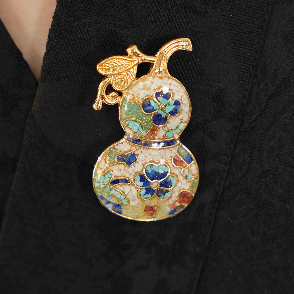 Multi-Gourd Brooch – Blue & White Series