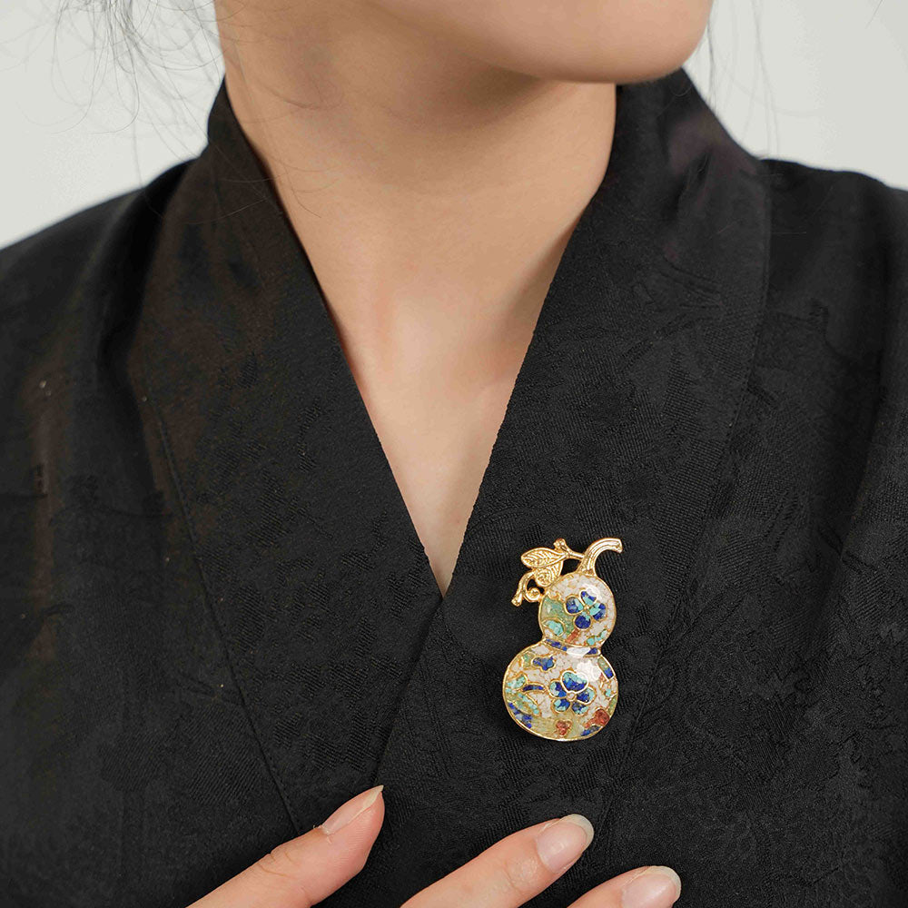 Multi-Gourd Brooch – Blue & White Series