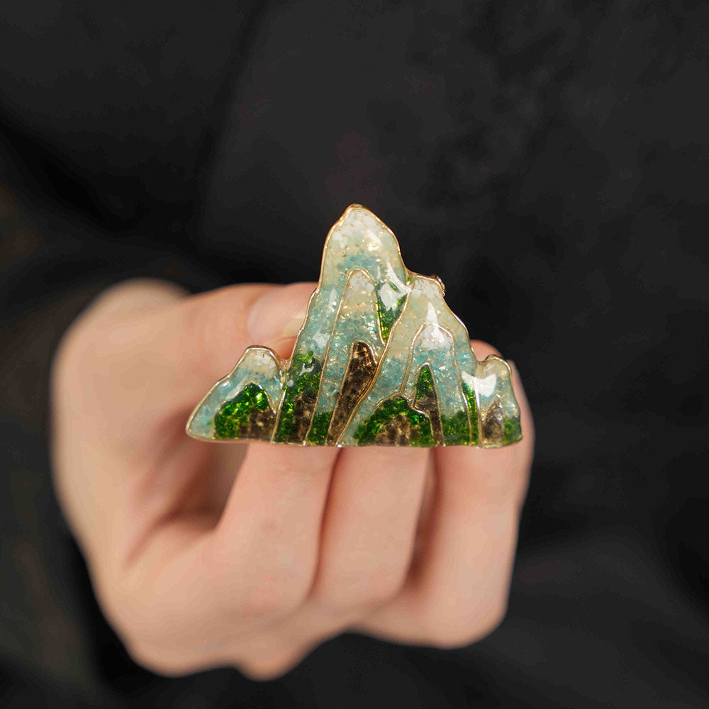 Jadeite Landscape Brooch, Style D