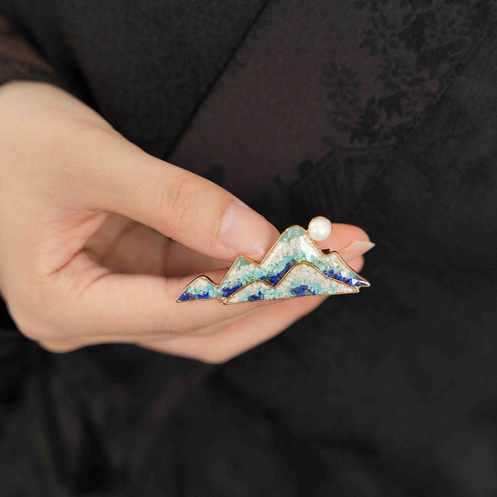 Lapis Lazuli Landscape Brooch
