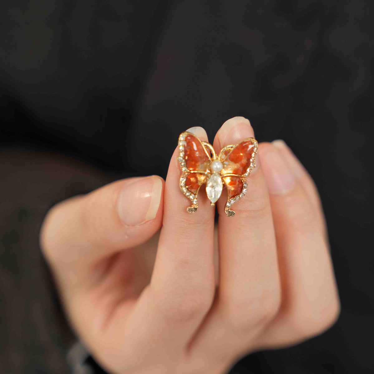 Butterfly Brooch with Tiny Pearls – Prosperous Red Series