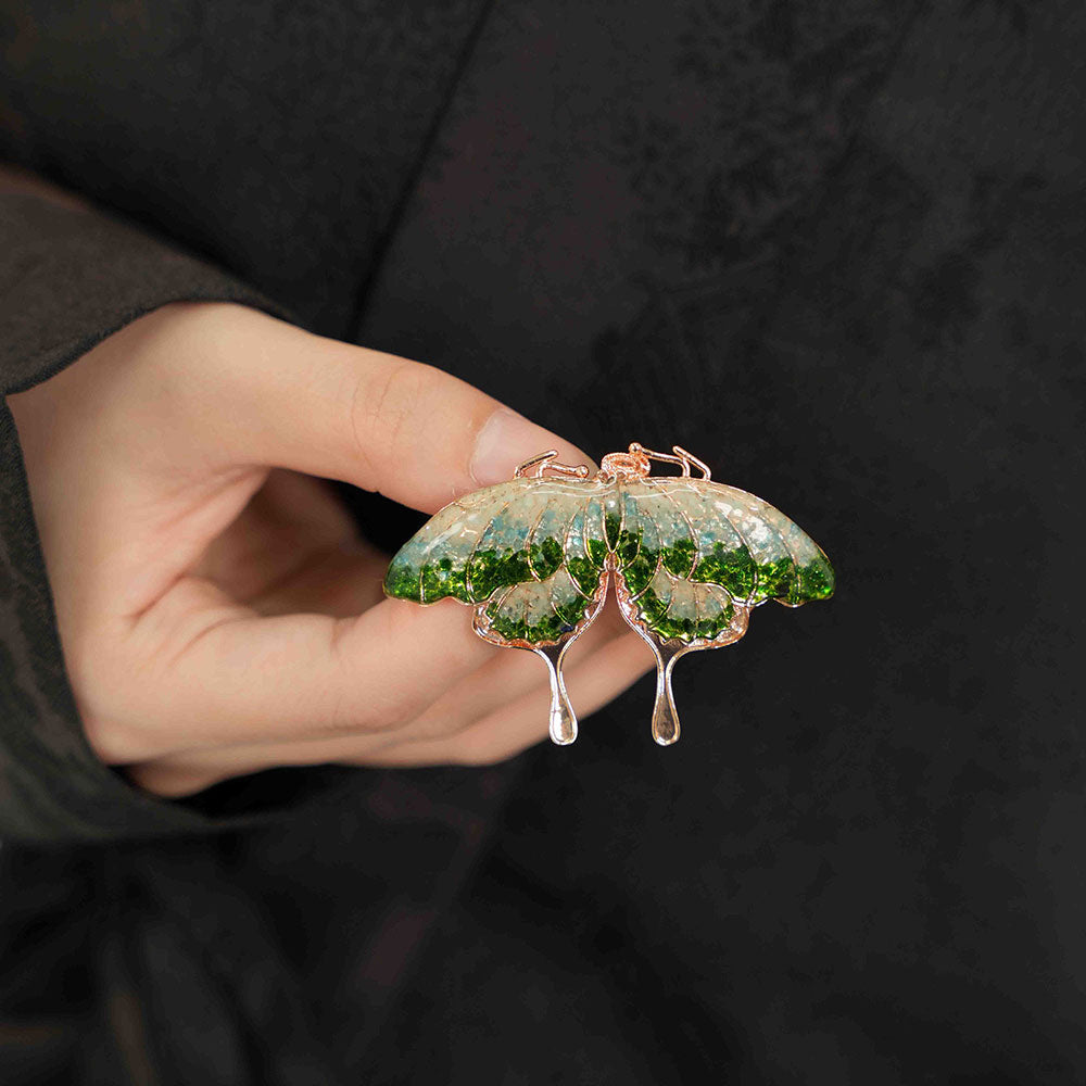 Jade Green Butterfly Brooch