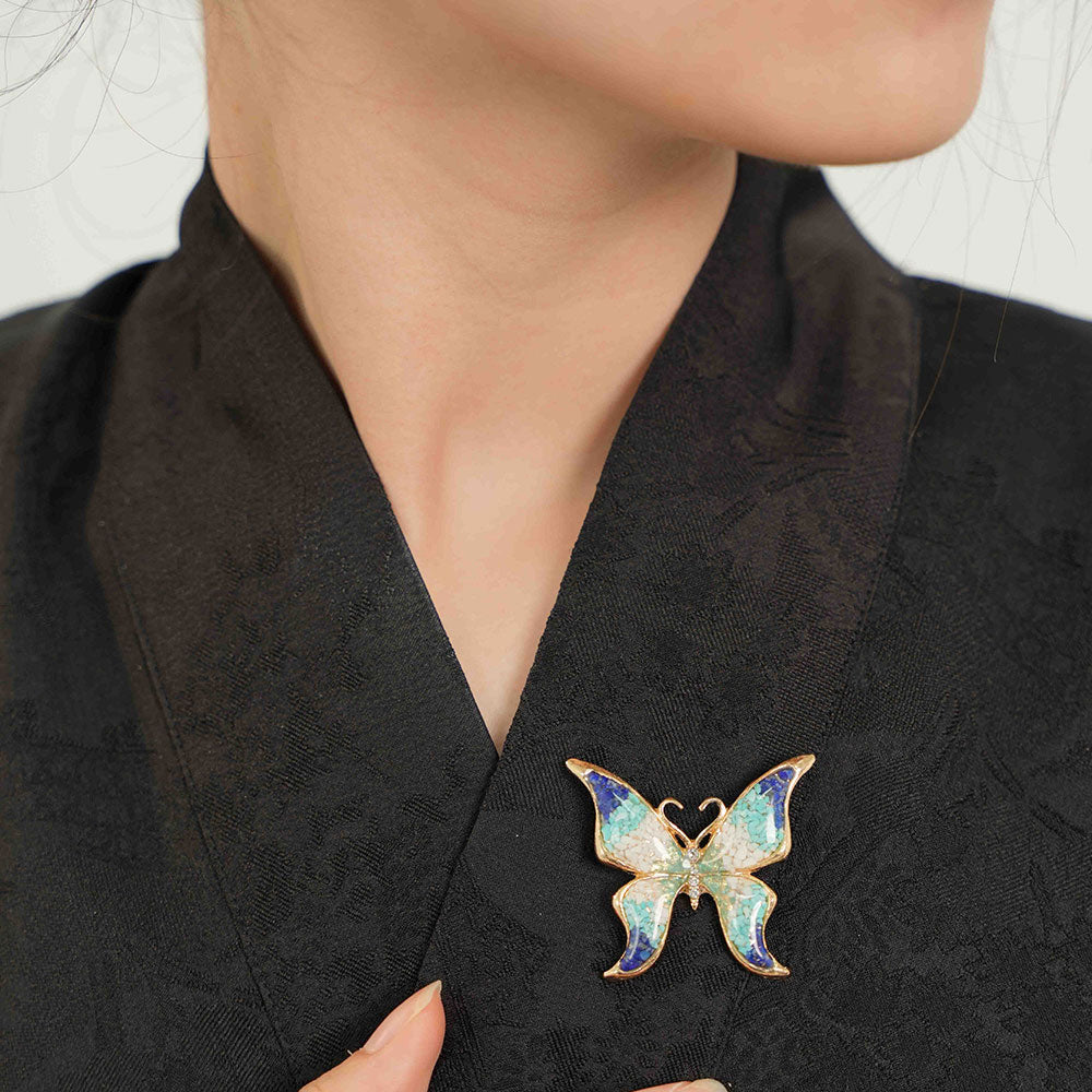Blue & White Butterfly Brooch