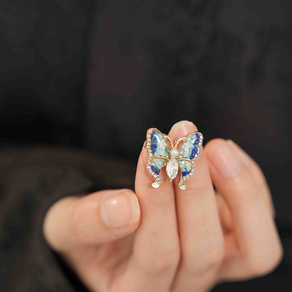 Blue & White Butterfly Brooch