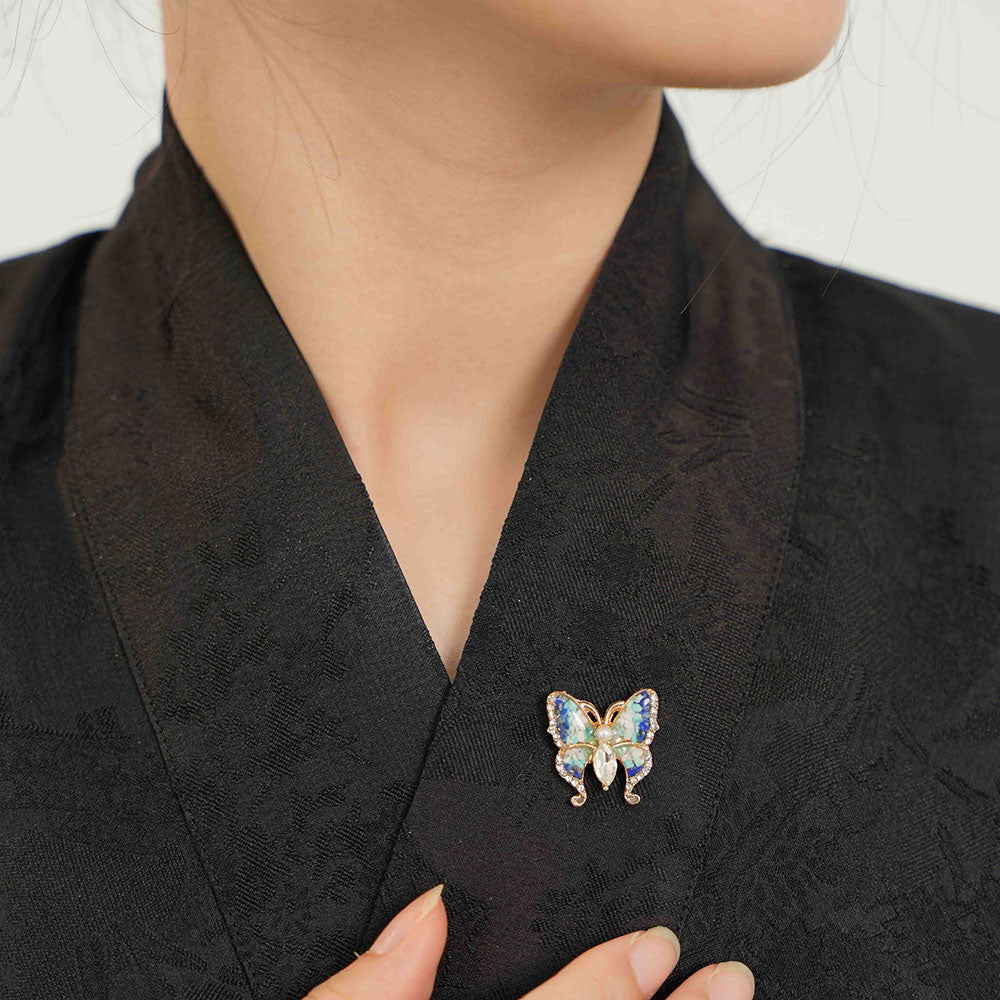 Blue & White Butterfly Brooch