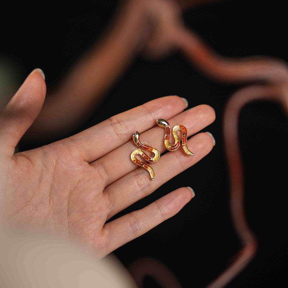 Snake Stud Earrings – Red & Prosperous Series