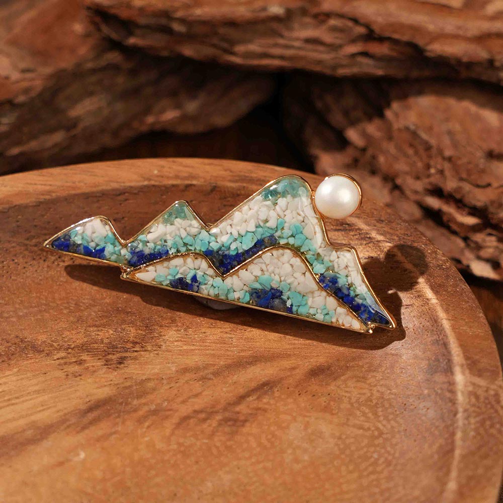 Lapis Lazuli Landscape Brooch