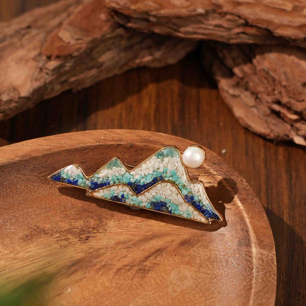 Lapis Lazuli Landscape Brooch